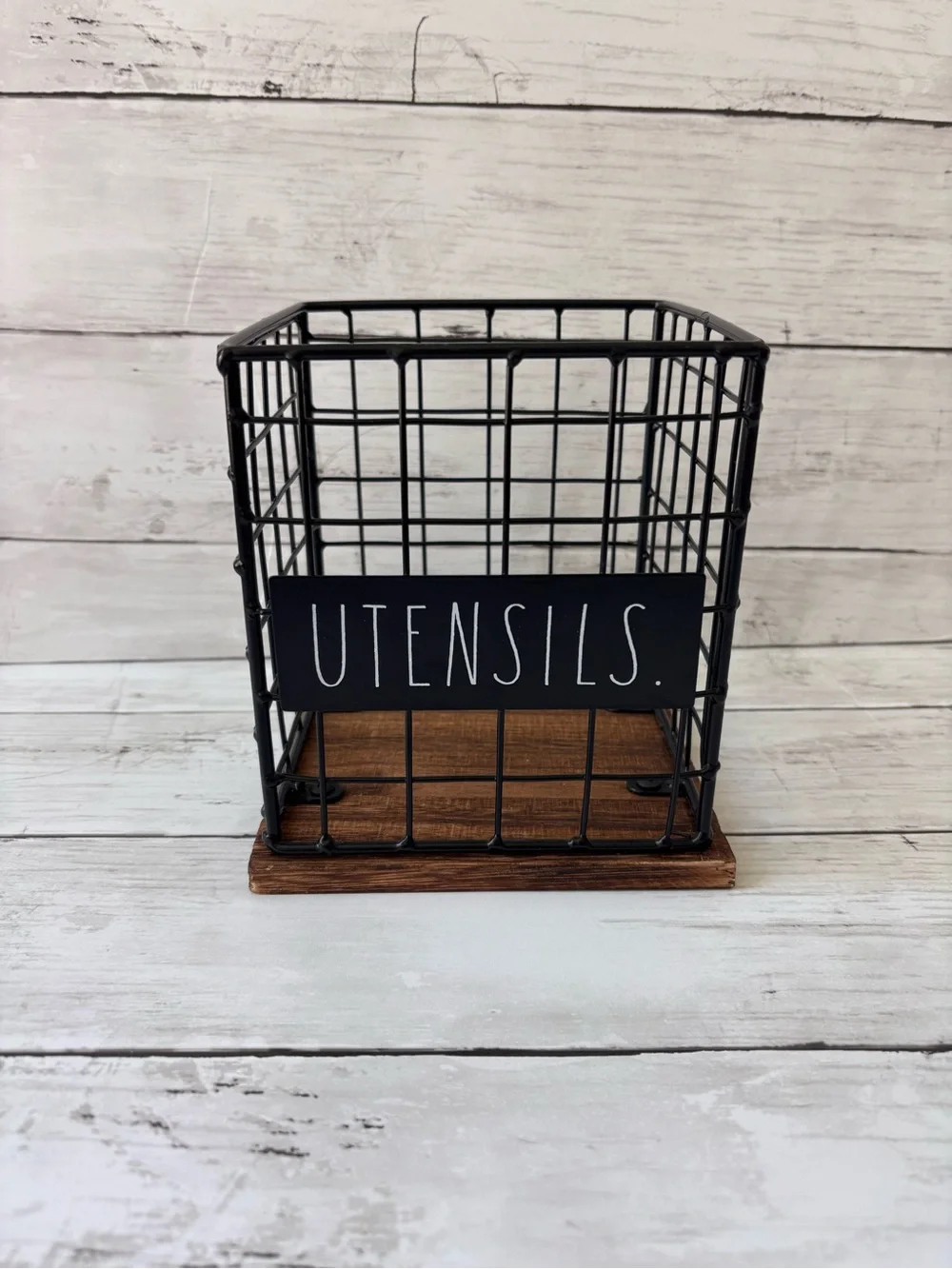 Rae Dunn Wire & Wood Farmhouse Kitchen Utensil Holder Houseware
